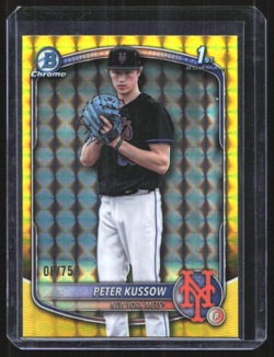 2025 Bowman Draft 1st Peter Kussow Yellow Geometric Refractor /75 Mets - Image 1