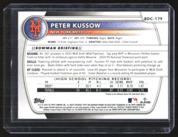 2025 Bowman Draft 1st Peter Kussow Yellow Geometric Refractor /75 Mets - Image 2