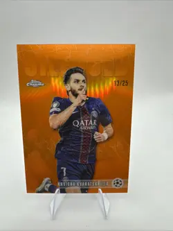 2025-26 Topps Chrome UEFA Khvicha Kvaratskhelia Silenced Orange Refractor /25 🔥 - Image 1