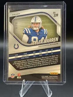 2025 Panini Prizm - Rookies Tyler Warren #339 Green Scope Prizm 16/ 75 (RC) - Image 2