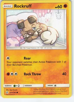 Rockruff 123/236 Common SM - Cosmic Eclipse NM Pokemon - Image 1