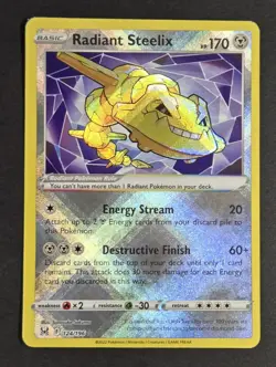 Radiant Steelix Pokemon Lost Origin Radiant Rare 124/196 English Holo NM - Image 1