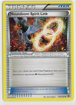 POKEMON NINTENDO XY BREAKthrough NM Uncom Trainer #142/162 HOUNDOOM SPIRIT LINK - Image 1