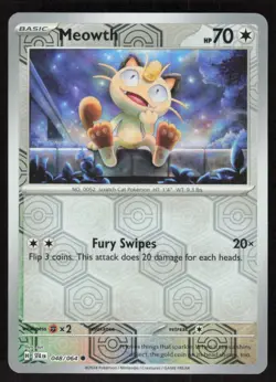Meowth 048/064 Common Shrouded Fable Pokemon Reverse Holo Near Mint - Image 1