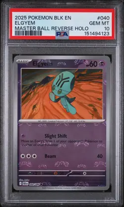 Pokemon Black Bolt Elgyem Master Ball Reverse Holo 040 PSA 10 - Image 1