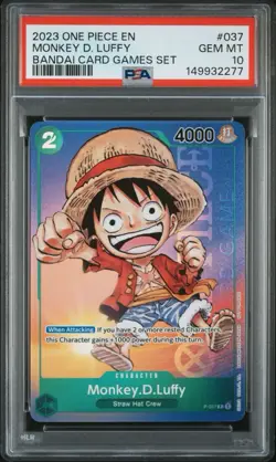 One Piece Monkey D Luffy 2023 Promo P-037 Bandai Card Games Set PSA 10 Gem Mint - Image 1