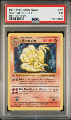 Pokemon Ninetales 12/102 PSA 5 EX Base Set Holo Rare 1st Edition 1999 - Image 1