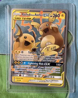 Pokemon TCG Raichu & Alolan Raichu GX 54/236 Sm-Unified Minds Holo Championships - Image 1