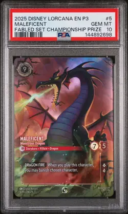 2025 DISNEY LORCANA EN P3-PROMO #5 MALEFICENT - MONSTROUS DRAGON PSA 10 - Image 1