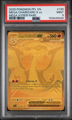 Mega Charizard X EX 130/094 Hyper Rare Pfl En-phantasmal Flames Pokemon PSA 9 - Image 1