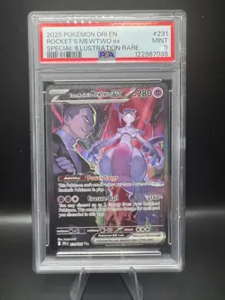 2025 POKEMON DRI SPECIAL ILLUSTRATION RARE #231 TEAM ROCKET'S MEWTWO EX PSA 9 - Image 5