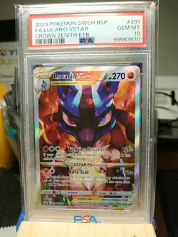 2023 Pokemon Sword & Shield BSP FA/Lucario VSTAR Crown Zenith ETB SWSH291 PSA 10 - Image 1