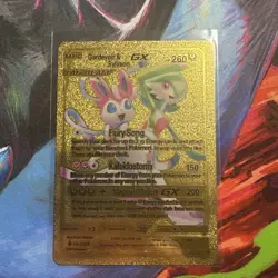 Gardevoir & Sylveon Gold Foil Metal Pokemon Card Gift Fan Art Collectible - Image 1