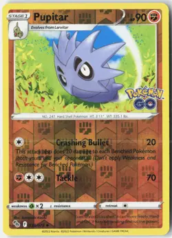 Pupitar Reverse Holo Uncommon Pokemon GO 038/078 NM - Image 1
