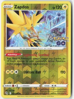 Zapdos 029/078 Holo Rare Pokemon GO Pokemon Reverse Holo Near Mint - Image 1