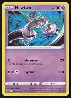 Pokemon Mewtwo 056/172 SWSH09: Brilliant Stars Non-Holo Pack Fresh - NM - Image 1