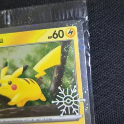 SEALED DOUBLE SWIRL 🌀💫 Pikachu 025/165 Snowflake Stamp Promo Holo Pokemon Card - Image 2
