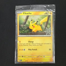 SEALED DOUBLE SWIRL 🌀💫 Pikachu 025/165 Snowflake Stamp Promo Holo Pokemon Card - Image 3