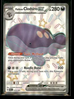 Paldean Clodsire ex 219/091 Shiny Ultra Rare Paldean Fates Pokemon Near Mint - Image 1