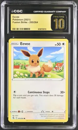 *POP 3* CGC 10 PRISTINE Eevee 205/264 Fusion Strike Pokemon Card - Image 1