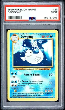 1999 POKEMON BASE SET UNLIMITED #25 DEWGONG PSA 9 - Image 1