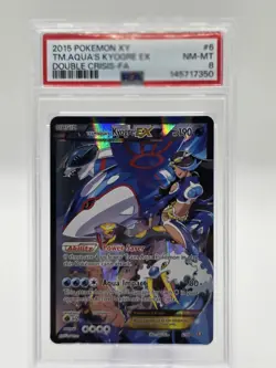 2015 POKEMON XY DOUBLE CRISIS #6 FULL ART/TEAM AQUA'S KYOGRE EX PSA 8 - Image 1