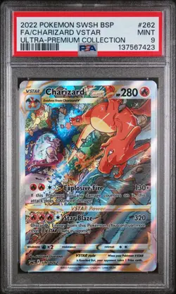 2022 POKEMON SWSH BLACK STAR PROMO #262 FULL ART/CHARIZARD VSTAR PSA 9 - Image 1