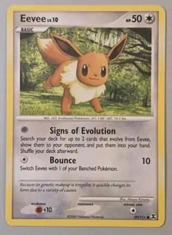 Pokemon Eevee LV.10 59/111 Rising Rivals Basic 50HP Common Regular English 2009 - Image 1