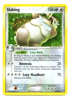 Pokemon Card - Slaking Deoxys 15/107 Holo Rare Light Play LP - Image 1