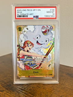 Zeus Alt Art Foil OP11-106 PSA 10 One Piece - English A Fist of Divine Speed - Image 1