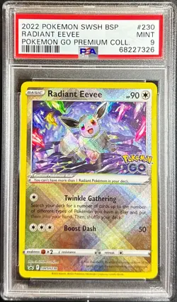 PSA 9 MINT Radiant Eevee SWSH230 (Pokemon Go) Holo Promo Pokemon Card - Image 1