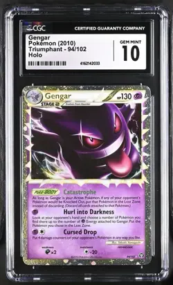 CGC 10 Gengar 94/102 Triumphant Holo Ultra Rare Graded Pokemon Card - Image 1