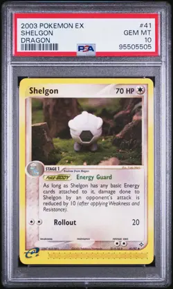 PSA 10 GEM MINT Shelgon 41/97 EX Dragon 2003 Pokemon Card - Image 1