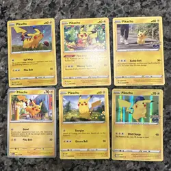 Pokemon TCG - Pikachu Lot 6 Cards - Pikachu SWSH039 Promo, Pokemon GO & More - Image 2