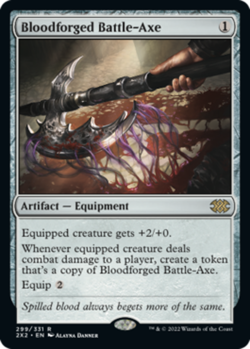 MTG Bloodforged Battle-Axe - Foil, Double Masters 2022, Moderately Played, Engli - Image 1