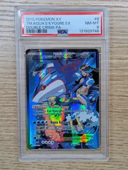 2015 POKEMON XY DOUBLE CRISIS #6 FULL ART/TEAM AQUA'S KYOGRE EX PSA 8 - Image 1