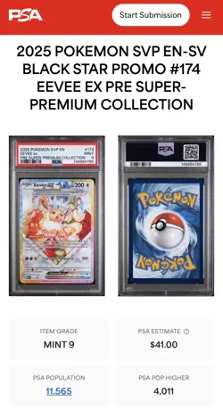 2025 POKEMON SVP EN-SV BLACK STAR PROMO #174 EEVEE EX PSA 9 - Image 3