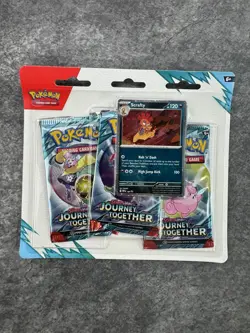 Pokemon Journey Together Booster Pack Blister 3 Packs with Scrafty Promo NEW NWT - Image 1