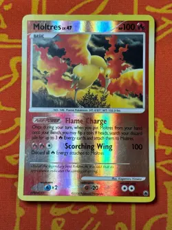 POKEMON TCG MOLTRES 10/100 REVERSE HOLO RARE LIGHT PLAY MAJESTIC DAWN - Image 1