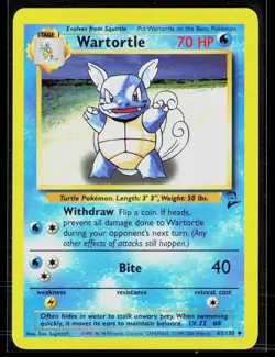 Wartortle 63/130 Uncommon Base Set 2 WOTC Vintage Pokemon MP - Image 1