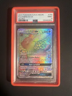 2017 POKEMON SUN & MOON #154/149 UMBREON GX RAINBOW SECRET RARE PSA 9 - Image 1