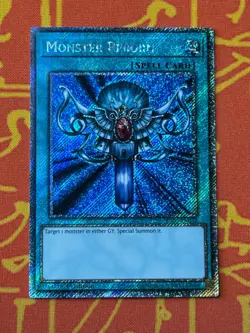 YUGIOH MONSTER REBORN PLATINUM SECRET RARE 1ST EDITION NM RA03-EN052 - Image 1