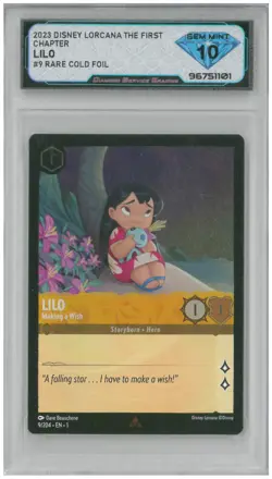2023 Disney Lorcana LILO MAKING A WISH #9 Rare Cold Foil 💎 DSG 10 Gem Mint - Image 1