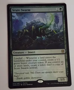 FOIL Scute Swarm PROMO MTG ZNR 203/280 Rare MP Landfall Insect Commander Tokens - Image 1
