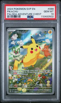 2024 POKEMON SVP EN PIKACHU #088 PALDEA ADVENTURE CHEST PROMO PSA 10 - Image 1