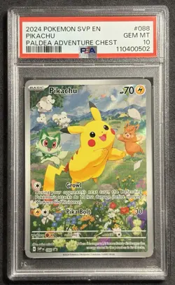 2024 POKEMON SVP EN PIKACHU #088 PALDEA ADVENTURE CHEST PROMO PSA 10 - Image 2