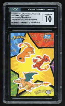 1999 Pokemon Charmander/Charmeleon/Charizard First Movie Sticker Puzzle CGC 10 - Image 1