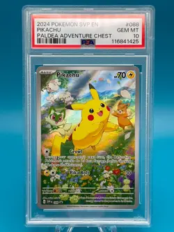 PSA 10 Pikachu SVP 088 Black Star Promo 2024 Pokemon Paldea Adventure Chest - Image 1