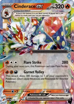 Cinderace ex 038/217 Double Rare Ascended Heroes Pokemon Near Mint - Image 1