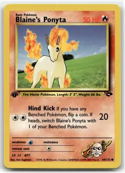 Blaine's Ponyta 64/132 Common Gym Challenge Pokemon 1st Edition NM/M - Image 1